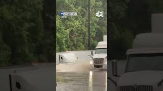 Big rig gets swept away by floodwaters in Texas [upl. by Sacci17]