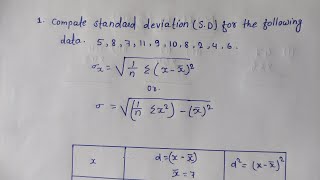 standard deviation SD method  How to find standard deviation in numerical analysis SNME [upl. by Attekram]