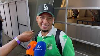 La Figura de Deportivo Cali Jarlan Barrera en Zona Mixta tras ganar el Clásico al América ⚪️🟢👇🔥 [upl. by Nedak]