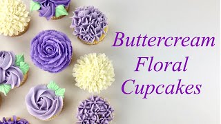 How to Pipe Buttercream Flowers on Cupcakes  ZIBAKERIZ [upl. by Ahsinnek]