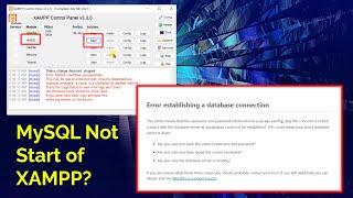 Error Establishing A Database Connection  MySQL Not Start of Xampp  AZTutorials [upl. by Furnary]