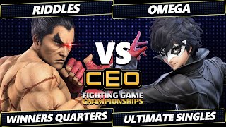 CEO 2024  Riddles Kazuya Vs Omega Joker Smash Ultimate  SSBU [upl. by Htebi]