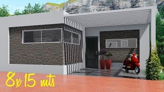 Plano de casa de 8x15 metros con cocina abierta [upl. by Zarger]