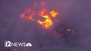 Rose Fire still burning south of Wickenburg Multiple buildings destroyed [upl. by Aytnahs]