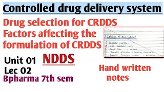 Controlled drug delivery systems  Factors affecting CRDDS  Drug Selection  Lec 02  NDDS [upl. by Maeve]