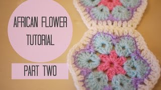 CROCHET African flower tutorial PART TWO  Bella Coco [upl. by Aynekal]