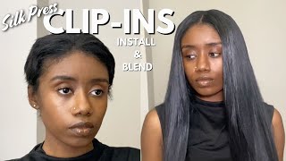 HOW TO clip in hair extensions SHORT HAIR tutorial  install amp blend [upl. by Pall]