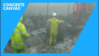 Concrete Canvas CC Ditch Lining  Caerphilly Wales Wet Weather Installation [upl. by Siloam]