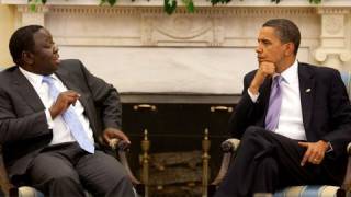 President Obama and Prime Minister Tsvangirai of Zimbabwe [upl. by Flodnar]