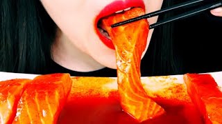 ASMR Salmon Sashimi With Spicy Fire Sauce Eating Mukbang ZOEYASMR [upl. by Errehs]