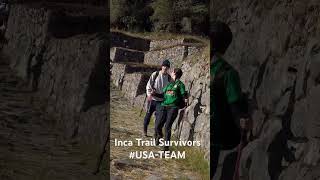 Inca Trail Survivors arriving in Machu Picchu Peru [upl. by Lrae]