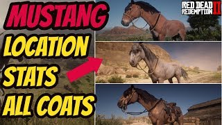 Red Dead Redemption 2 Mustang HORSE LOCATION amp ALL COATS amp STATS GOOD HORSE GUIDE [upl. by Farrel]