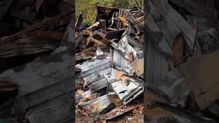 Scrapping a burnt down house scrapping junkremoval copper [upl. by Enrobialc435]