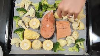 Sharp Healsio AX1700 water oven 水波炉 grilled salmon and vegetables [upl. by Giuliana]