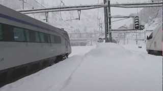 SBB Trains in the wintertime at Goeschenen Gotthardnorthtunnel Part 3 [upl. by Wyck400]