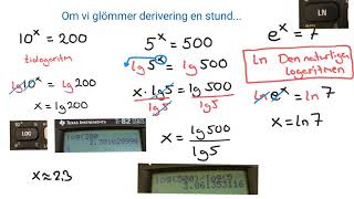 Matematik 3 Talet e Den naturliga logaritmen ln samt derivering av exponentialfunktioner [upl. by Einatsed]