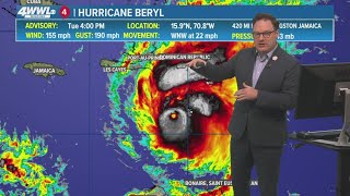 Tuesday 4 PM Hurricane Beryl Update [upl. by Base182]