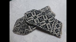 Knit fine norwegian selbu mittens step 2 increase for the thumb and making thumbhole [upl. by Gass806]