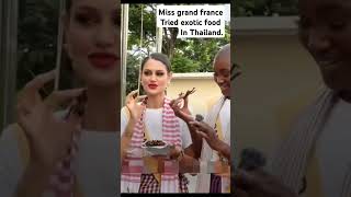 Miss grand france and runners up tried exotic fried frogs in Thailand missuniversebrazil funny [upl. by Assert]