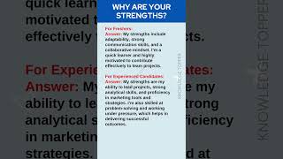 What are your Strengths  Common Job Interview Questions and Answers [upl. by Giarla183]