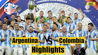 Argentina Vs Colombia Highlights LastMinute Goal Secures Argentinas 16th Copa America Title [upl. by Annoj]