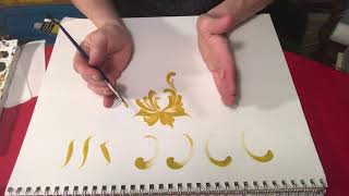 Rosemaling flower with detail demonstration  Lise Lorentzen  unintentional ASMR [upl. by Fen579]