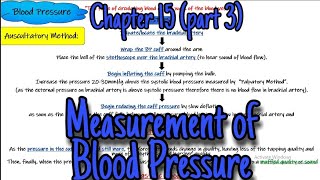 Measurement of blood pressure Auscultatory method Palpatory method chapter 15 part 3 Guyton [upl. by Zoellick]