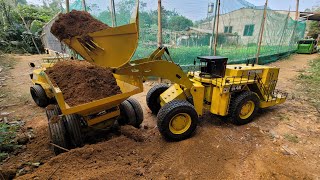 road building part 1 Cat 994 volvo a30g wheel loader dump truck rc action homemade [upl. by Tanberg180]