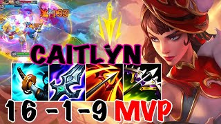 WILD RIFT CAITLYN ADC GAMEPLAY  16 1 9 MVP  CAITLYN BUILD RUNES [upl. by Enrak453]