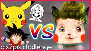 ARTIST Vs PIX2PIX CHALLENGE  Drawing Anime amp Game Characters [upl. by Volnak]