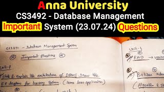 cs3492 DBMS  important questions  how to study easy   database management systemanna university [upl. by Idnam341]