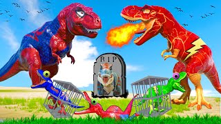 ALL SUPER HERO DINOSAURS SHOWCASE vs NEW Spiderman TRex vs Indominus Rex Dinosaur Battle Royale [upl. by Gerk]