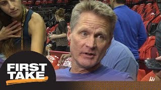 First Take reacts to Steve Kerr calling new NFL national anthem policy idiotic  First Take  ESPN [upl. by Aigroeg411]