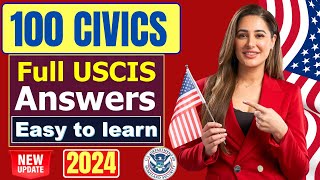 NEW 100 Civics Test Questions and Answers for US Citizenship Interview 2024  N400 Naturalization [upl. by Aztiray]