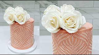 Buttercream stencil technique  Cake decorating tutorials  Sugarella Sweets [upl. by Supmart365]