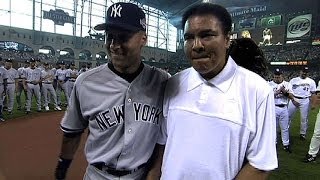 ALNL Muhammad Ali helps throw out the first pitch [upl. by Melany]