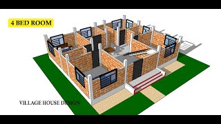 simple 4 bed room indian style house plan II 4 bhk house plan II simple 4 kamra ghar ka naksha [upl. by Assenab]