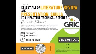 Essentials of Literature Review and Presentation Skills for Impactful Technical Reports 29102024 [upl. by Bamberger610]