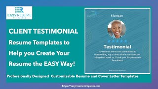 Easy Resume Templates Client TestimonialCustomizable Resume and Cover Letter templates GET HIRED [upl. by Rubina]