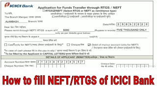 How to fill ICICI Bank NEFTRTGS form in Hindi [upl. by Waylan]