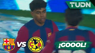 ¡LAMINE YAMAL SE QUITA A LOS DEFENSAS Y GOL  Barcelona 10 América  Amistoso Internacional  TUDN [upl. by Alroy977]