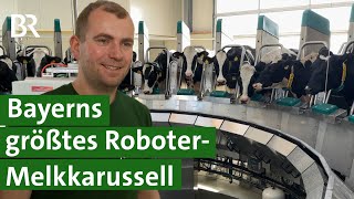 Neuer Kuhstall moderne Technik Hier melken 28 Roboter im Karussell  Unser Land  BR [upl. by Srini]