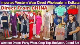 Imported Western Dress Coord Set Crop Top Bodycon 3D Tshirt Party Wear Wholesaler in Kolkata [upl. by Obel]