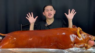 1 WHOLE NATIVE LECHON BABOY MUKBANG [upl. by Adnohsat]