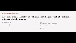 Zerodimensional halide hybrid bulk glass exhibiting reversible photochromic ultralon  RTCLTV [upl. by Encratia]