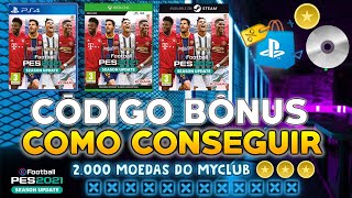 PES 2021  CÓDIGO BÔNUS COMO CONSEGUIR  2000 MOEDAS MYCLUB amp MAIS  MÍDIA FÍSICA  PS4 [upl. by Grearson]