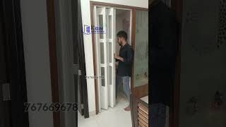 pvc folding door with glass poojaroom hyderbad 📞7676696786 kgnservices home glassdoors [upl. by Relyhs158]