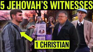 Christian Challenges FIVE Jehovahs Witnesses [upl. by Harwilll]