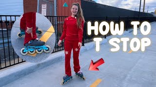 How to Stop on Rollerblades T STOP step by step common mistakes and pro tips [upl. by Iliak821]