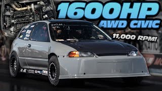 1600HP AWD CIVIC 11000RPM  60PSI  SAVAGE AWD RSX BEATS TURBO BIG BLOCK RX7 [upl. by Bayard]